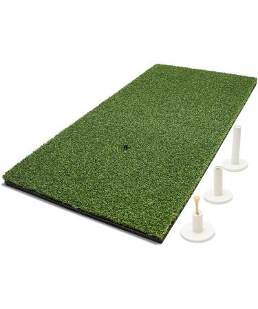 GoSports 2x1 Golf Hitting Mat with 3 Rubber Tees - Indoor/Outdoor Artificial Turf Practice Mat in Green - Buy Online on GoSupps.com