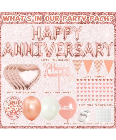 Happy Anniversary Banner Decorations - Happy Anniversary Decorations Set Includes Rose Gold Anniversary Cake Topper Letters Love Foil Balloons for Wedding Anniversary Party Decorations Rose Gold Anniversary Day Decorations - Buy Online on GoSupps.com