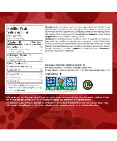 Simply Protein - Cinnamon Pecan Crispy Bars - Plant Based Protein Bars - Low Carb Low Sugar High Fibre - 13g Protein 2g Sugar 7g Fibre - Vegan Gluten Free Non GMO Kosher - 12 Bars Cinnamon Pecan 12 Count (Pack of 1) - Buy Online on GoSupps.com