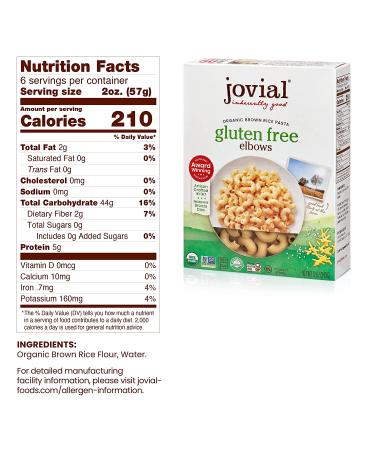 Jovial 100% Organic Gluten Free Brown Rice Pasta Elbows - 4 Count - Buy Online on GoSupps.com