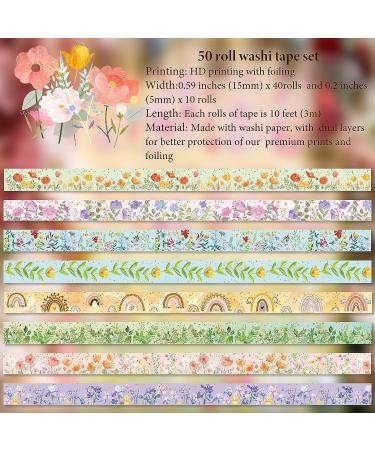 Gold Foil Flower Washi Tape Set - 50 Rolls Decorative Adhesive Tape for Scrapbooking and Journaling - Buy Online on GoSupps.com