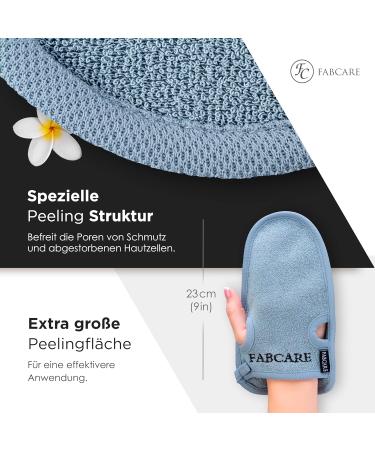 Fabcare Premium Peeling Glove & Sponge Set | Exfoliating Body & Face Gloves - 2 Pack with Suction Cups & eBook - Dermatest Rated - Buy Online on GoSupps.com