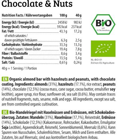 HEJ Bite Vegan Nut Bars | Chocolate & Nuts Snack - 12 x 40g Pack | Healthy Snack Option - Buy Online on GoSupps.com