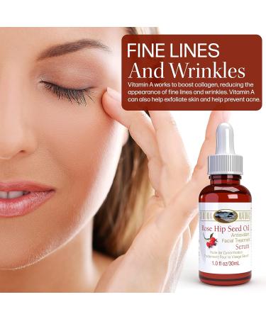 Rosehip Oil Facial Serum - Anti-Oxidant Rich Pore Minimizer | Skin Moisturizing Face Oil for All Skin Types - 1.0 Fl Oz/30ml - Buy Online on GoSupps.com