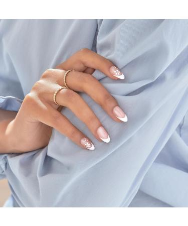 KISS imPRESS No Glue Press-On Nails - Fearless French Almond Shape Light Neutral & White Tip 30 Nails Easy Application - Buy Online on GoSupps.com