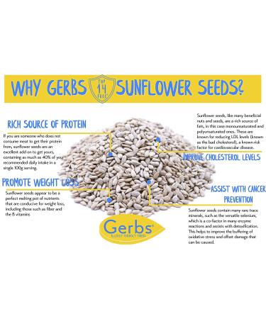 GERBS Raw Sunflower Seed Kernels No Shell 2 lbs - Top 14 Allergy Free Superfood Snack, Non GMO, Vegan, Keto, Kosher - Resealable Bag Packed with Healthy Benefits - Buy Online on GoSupps.com