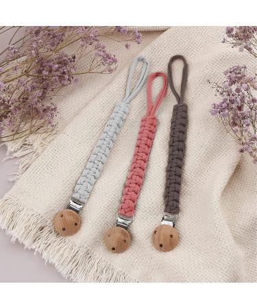 Shop LUVADEYO Hand-Woven Cotton Pacifier Chain | Modern Baby Accessories | White Khaki & Powder Colors for Stylish Parenting - Buy Online on GoSupps.com