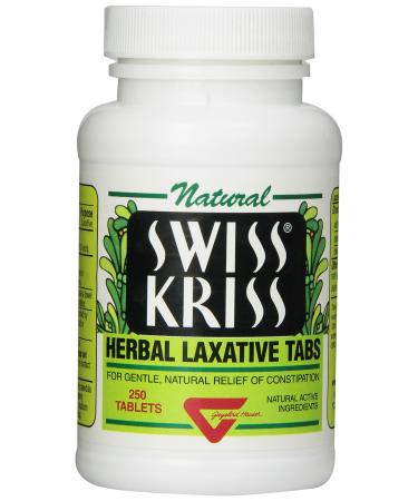 Swiss Kriss Herbal Laxative Tablets 250 Count (Pack of 12)