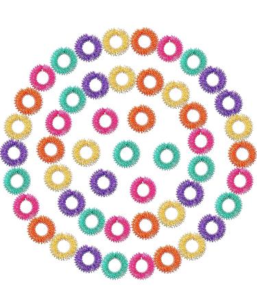 Blulu 50 Pieces Acupressure Rings Spiky Sensory Finger Rings, Spiky Finger Ring Acupressure Ring Set for Teens, Adults, Silent Stress Reducer and Massager (Orange, Yellow, Purple, Green, Rose Red)