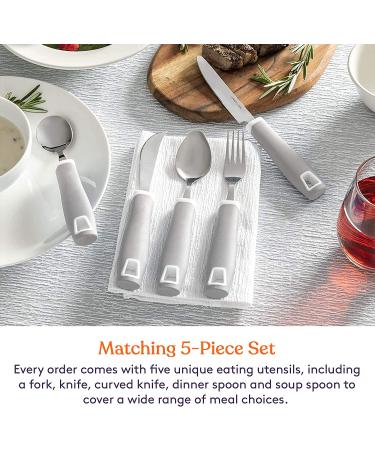 Special Supplies Adaptive Utensils 5-Piece Set for Hand Tremors, Arthritis, Parkinson's and Elderly - Stainless Steel, Non-Weighted, Non-Slip Handles - Buy Online on GoSupps.com