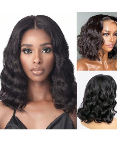 Pickone Bob Wig Human Hair Wigs For Black Women13x4x1 Glueless Lace Front Wigs Human Hair Pre Plucked Short Bob Body Wave Lace Closure Wigs Loose Wave Wigs Brazilian Virgin Remy Hair Wig 12inch 12 Inch body wave