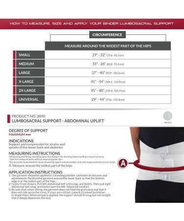 Buy OTC Lumbo-Sacral Support - 11-Inch Back Brace Strong Compression Abdominal Uplift - 2X-Large White - International Shipping Available - Buy Online on GoSupps.com