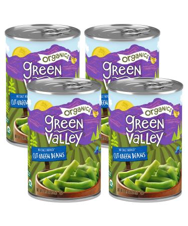 Green Valley Organics Cut Green Beans | Certified Organic | Deliciously Mild Subtly Sweet Flavor Tender-Crisp | 14.5 oz can (Pack of 4)