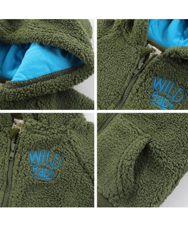 Cartoon Fleece Hooded Jacket for Newborns, Warm Toddler Kids Outwear Coat, Zipper Up, Green (0-3 Months) - Buy Online on GoSupps.com