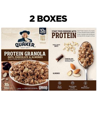 Quaker Protein Granola Oats Chocolate & Almonds 18oz Boxes - 2 Pack - Buy Online on GoSupps.com