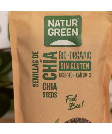 ALMOND LABORATORY NaturGreen Organic chia seeds organic seeds fiber source rich in omega 3 glutenfree vegan packaging 12 x 250 g - Buy Online on GoSupps.com
