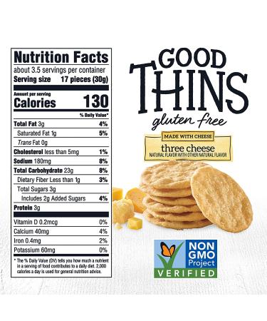 Good Thins Three Cheese Rice Crackers - 3.5oz Cheddar (Gluten-Free Snacks) - Buy Online on GoSupps.com
