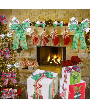 Christmas Ribbon Wired 2.5 Inch x 25Yards(5 Roll x 5 Yards) Grinchs Ribbon for Wreaths Bows DIY Christmas Ribbon with Wire for Gift Wrapping Crafts DIY Grinchs Christmas Decorations Holiday Decor - Buy Online on GoSupps.com