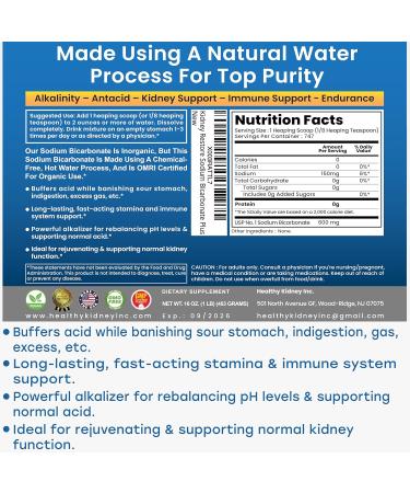 Organic Aluminum Free Baking Soda - Nature's Pure Sodium Bicarbonate Powder for Health & Wellness - 1lb - Buy Online on GoSupps.com