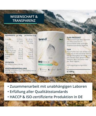 Organic Maca Powder from Peru | Brandl | 500g | Perfect for Athletes | International Shipping Available - Buy Online on GoSupps.com