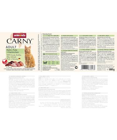 Animonda Carny Adult Cat Food - Wet Chicken Turkey & Rabbit - 6 x 800g Pack for Healthy Cats - Buy Online on GoSupps.com