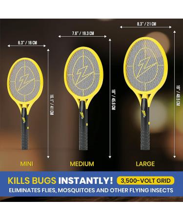 Zap it! Bug Zapper - Battery-Operated Mosquito & Fly Killer Racket with 3500 Volts & LED Light - Includes 2 AA Batteries - Best for Indoor & Outdoor Use - Buy Online on GoSupps.com