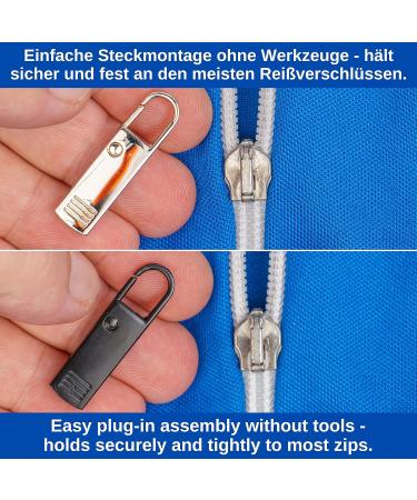 10-Pack Metal Zipper Pendants - Black & Silver Replacement Zippers for Coats Suitcases Jeans & Bags - Buy Online on GoSupps.com