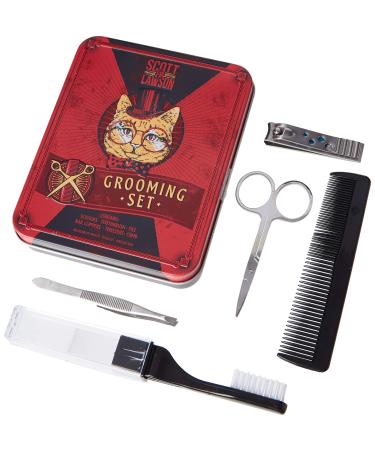 Paladone Scott and Lawson Grooming Set | Contains Scissors Nail Clippers File Tweezer Toothbrush and Comb | Grooming Kit in Handy Storage Tin | Great for Use At Home or On The Go