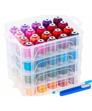 New brothread Double-Sided Storage Organizer/Box with Total 48 Adjustable  Compartments Removable Dividers for Embroidery and Sewing Threads  Embroidery Floss Needles Beads Small Crafts & Toys