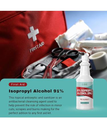 Jermee IPA 91% Purity - USP/Medical Grade - First Aid Antiseptic Rubbing Alcohol - 32oz - Made in USA - Buy Online on GoSupps.com