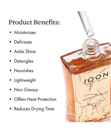 Joon Saffron Hair Elixir Pistachio + Rose Hair Oil 3.11 Fl. Oz. - Nourishing Hair Treatment - Buy Online on GoSupps.com