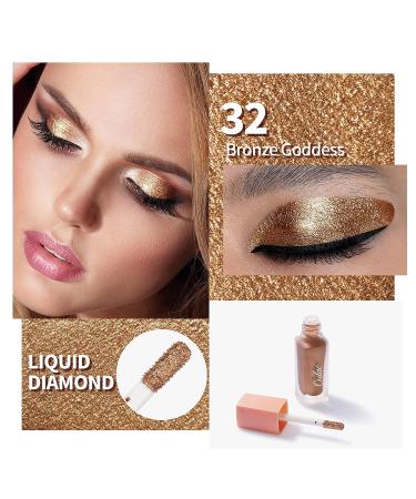 Oulac Golden Liquid Eyeshadow Glitter Eyeliner | Shimmer Eye Makeup, Bronze Goddess | Vegan & Cruelty-Free - Buy Online on GoSupps.com