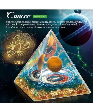 HuiJuKeJi Healing Crystals Cancers Orgonit Pyramid Constellation Gifts - 12 Companion Birthstone & Tiger Eye Stone Crystal Pyramid for Astrology Energy Healing Reiki Chakra Stone 6cm -Cancers - Buy Online on GoSupps.com