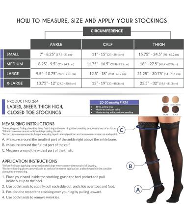 Buy Truform Sheer Compression Stockings 20-30 mmHg for Women - Thigh High Length 30 Denier X-Large Black | International Shipping Available - Buy Online on GoSupps.com