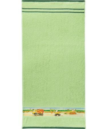 Erwin M ller Children's Handling Frottier Tractor excavator green size 50x100 cm - 100% cotton with webbord ne towel |50x100 cm green