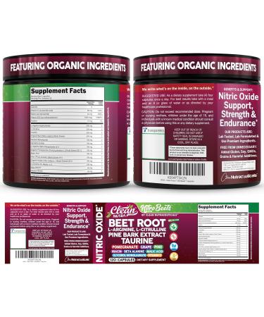 Clean Nutra Organic Beet Root Capsules L Arginine L Citrulline Pine Bark Nitric Oxide Beetroot Powder Arginine Citrulline Supplement Pre Workout Supplements Extract 120 Vegan Pills - Buy Online on GoSupps.com