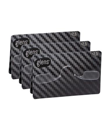 Glen's mini reading glasses |Reading glasses +2.5 in Carbon Pack |Pack with 3 non -slip reading glasses for men and women |Armless emergency glasses in pocket format |Available in different strength 3 pack carbon strength +2.5