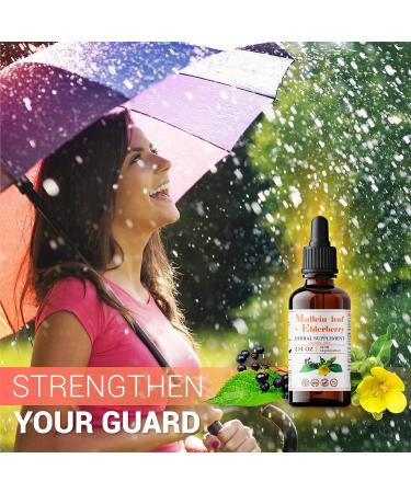 Organic Mullein Leaf & Elderberry Extract 2 fl oz - Supports Respiratory & Immune Health - Herbal Lung Cleanse Supplement - Buy Online on GoSupps.com