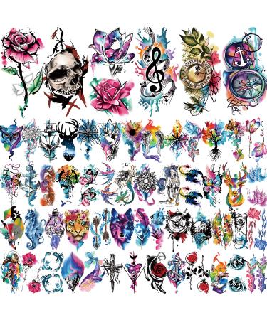 77 Sheets Temporary Tattoo Assortment: Flower Dream Catcher, Cat, Goldfish, Half Arm, Shoulder, Neck - 60 Tiny Waterproof Realistic Tattoos for Women, Girls, and Kids - Buy Online on GoSupps.com
