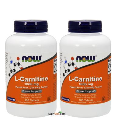 NOW Foods L- Carnitine Tartrate 1000mg, 100 Tablets (Pack of 2) - Buy Online on GoSupps.com