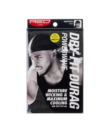 RED by KISS Powerwave Dry-Fit Durag Moisture Wicking and Maximum Cooling One Size Fits All (Black)