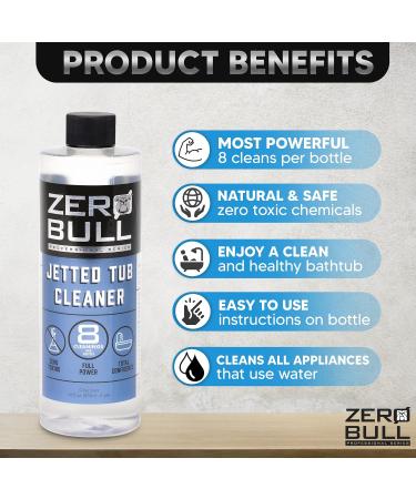 Zero Bull Jetted Tub Cleaner - Powerful Safe Unscented & Eco-Friendly | 8 Cleans per Bottle for Jacuzzi Hot Tub Spa & More | 16 Fl Oz - Buy Online on GoSupps.com