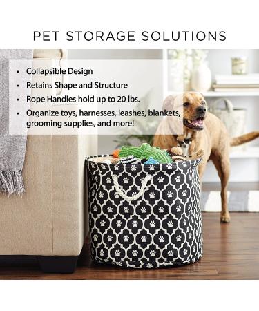 Bone Dry Small Round Gray Striped Paw Patch Pet Storage Bin - Buy Online on GoSupps.com