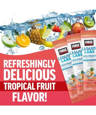 Force Factor Liquid Labs Electrolytes Powder Packets Tropical Fruit Hydration Packets to Make Electrolyte Water with 5 Essential Electrolytes Vitamins Minerals and Antioxidants 20 Stick Packs Liquid Labs Base Tropical  - Buy Online on GoSupps.com