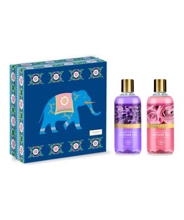 Vaadi Herbals Shower Gel Gift Set - Sulfate-Free - Herbal Body Wash - (Exotic Floral Shower Gels Gift Box - Pack Of 2 X 10.14 Fl.Oz)