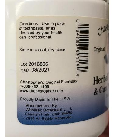 Christopher's Herbal Tooth and Gum Powder 2 oz - Natural Dental Care - Buy Online on GoSupps.com