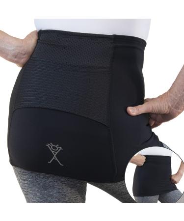 Alki Active Hip Pain Relief Compression Band for Women - for Sciatic Nerve Hip Flexor Strain Torn Labrum Arthritis Bursitis EDS Fibromyalgia (Large) Large Black