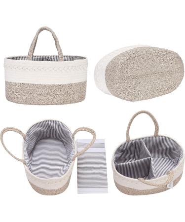 Hinwar Baby Diaper Caddy - Portable Organizer for Infants | Cotton Rope Storage Bag with Removable Divider - Perfect Newborn Shower Gift & Car Organizer (Brown) - Buy Online on GoSupps.com