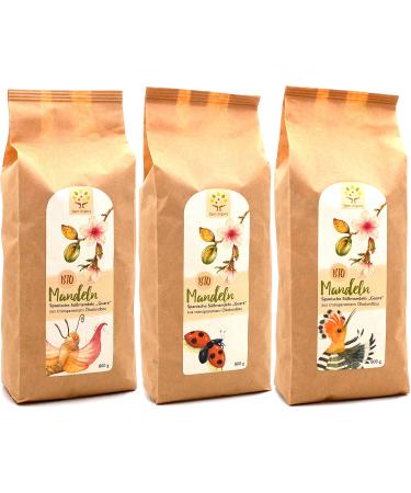 Bio -almonds 2.4kg (3x 800g) - 100% sweet almonds (varieties of Anto eta Marta and Guara) - Sorting 11-13mm - from regenerative agriculture in Spain - Buy Online on GoSupps.com