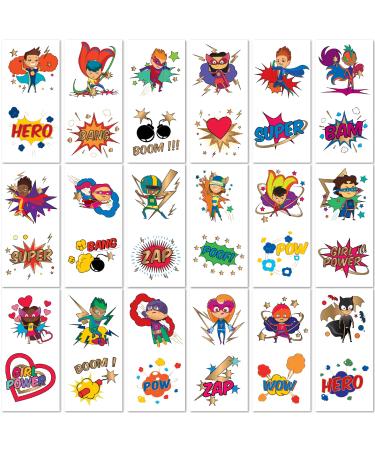 PapaKit Superheroes 36 Temporary Fake Tattoo Set  18 Individually Wrapped Sheets | Kids Girls & Boys Birthday Party Favor Gift Supply  Non-Toxic Food Grade Ingredients Safe Removable